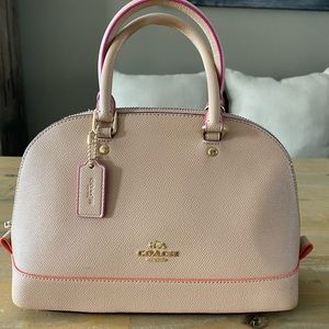 Coach Top Handle, Beige w/ Pink, Orange Detailing